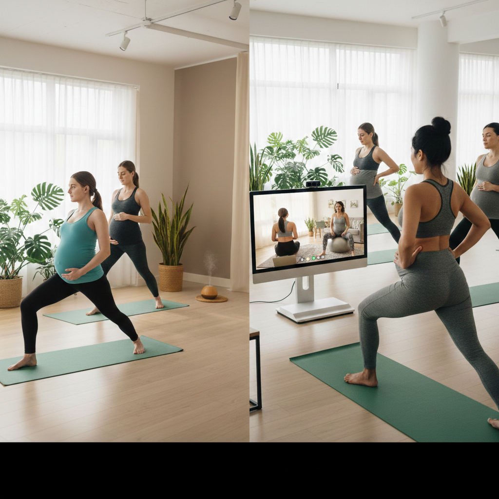 online and in-studio prenatal yoga classes